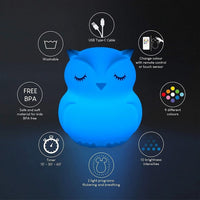 Owl Silicone Lamp – Color Changing Night Light for Kids & Bedroom