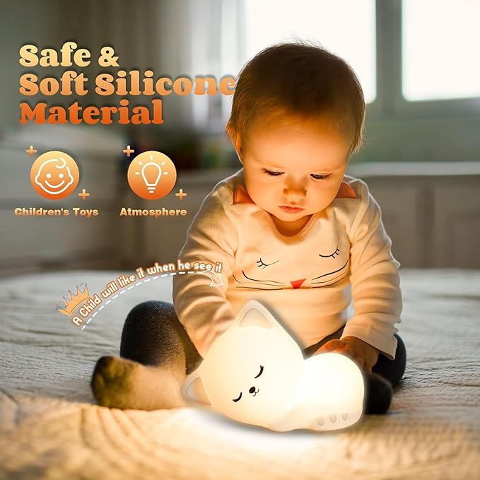 Soft Silicone Cat Seven Colors LED Night Light