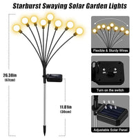 Solar Starburst Garden Lights (Pack of 2) – Waterproof Outdoor Swaying Lights for Patio, Lawn, Balcony & Party Decor