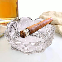 Luxury Crystal Glass Ashtray – Heavy Round Design for Tabletop, Bar, Lounge & Party Decor