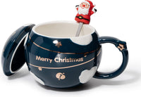 Christmas Mug for Kids with Santa Claus, Large Festive Happy Spehre Santa Spoon