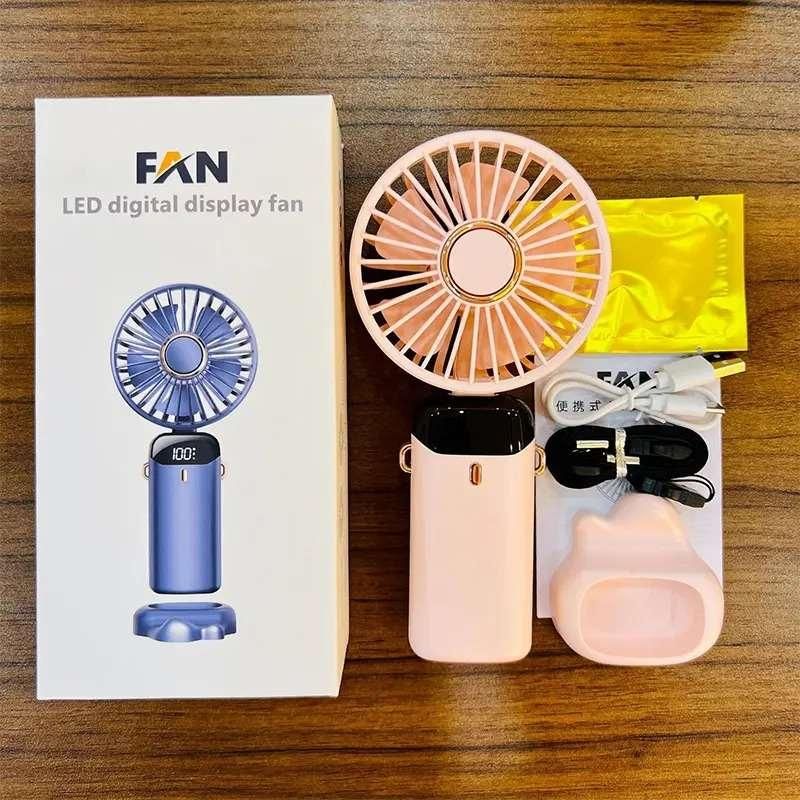 Portable Handheld Fan – Foldable, Rechargeable & USB-Powered Cooling Fan with LED Display - Kalesh Monk