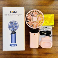 Portable Handheld Fan – Foldable, Rechargeable & USB-Powered Cooling Fan with LED Display - Kalesh Monk