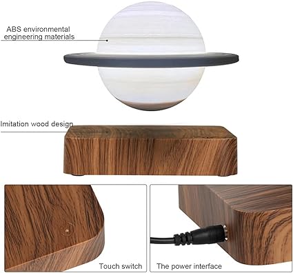 Magnetic Levitation Saturn Lamp Night Light LED 3D Printing Floating Lamp 360° Rotating Lamp Global Desk Lamp for Living Room Bedroom Decor - Kalesh Monk