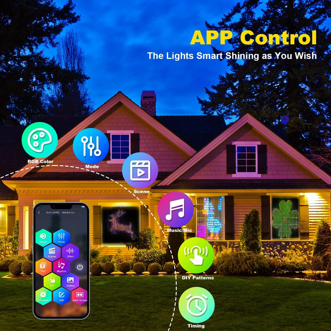 400 LED Programmable Smart String Lights for Indoor and Outdoor with Remote Control and App Control, Text Patterns, Common RGB Color Changing Screen - Kalesh Monk