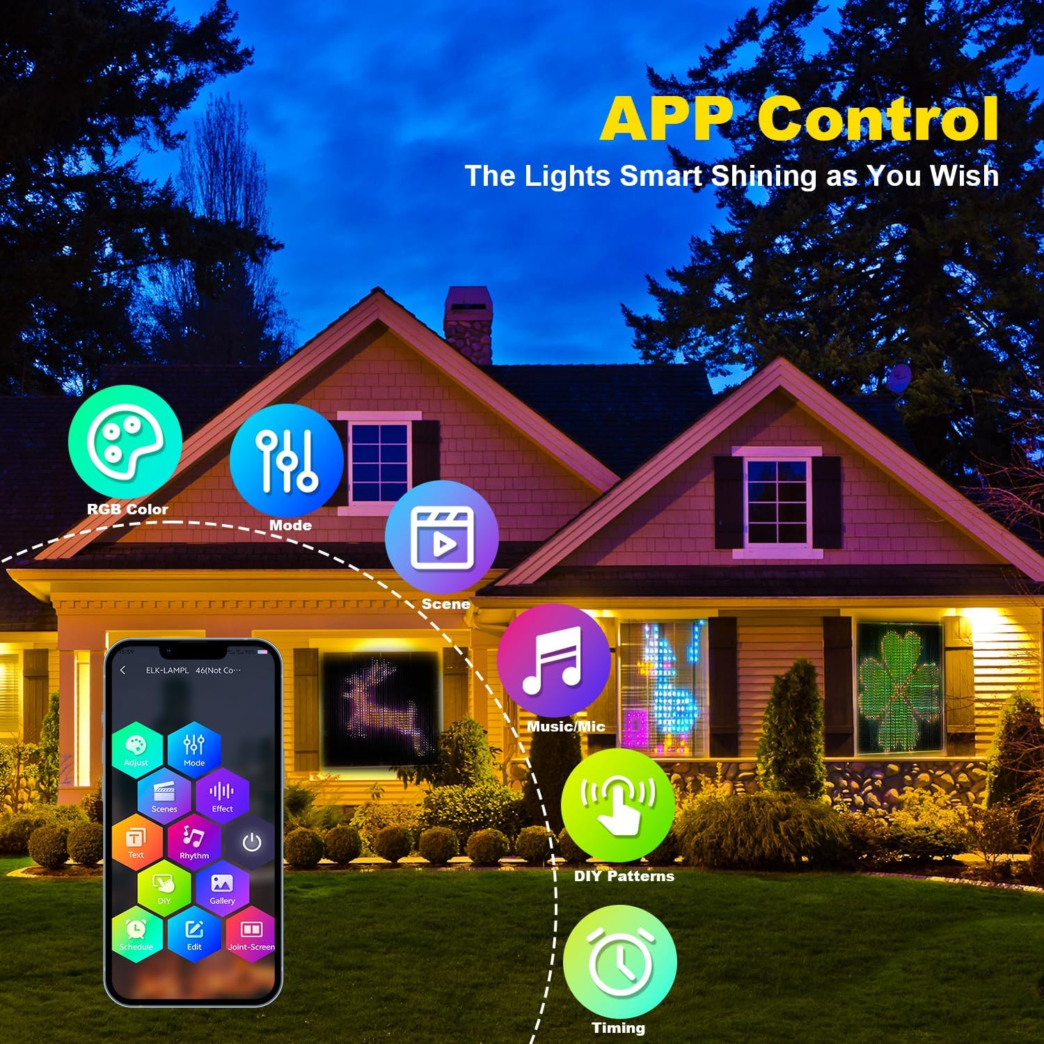 400 LED Programmable Smart String Lights for Indoor and Outdoor with Remote Control and App Control, Text Patterns, Common RGB Color Changing Screen - Kalesh Monk