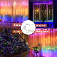 Smart 400 LED Curtain Lights - Bluetooth, Music Sync, Custom Patterns & Text, RGB Colors