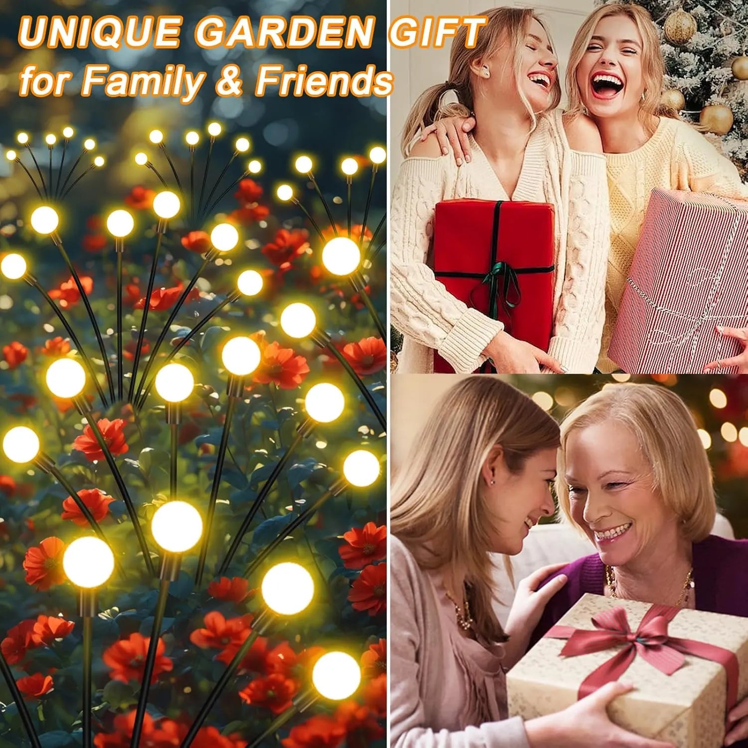 Solar Starburst Garden Lights (Pack of 2) – Waterproof Outdoor Swaying Lights for Patio, Lawn, Balcony & Party Decor