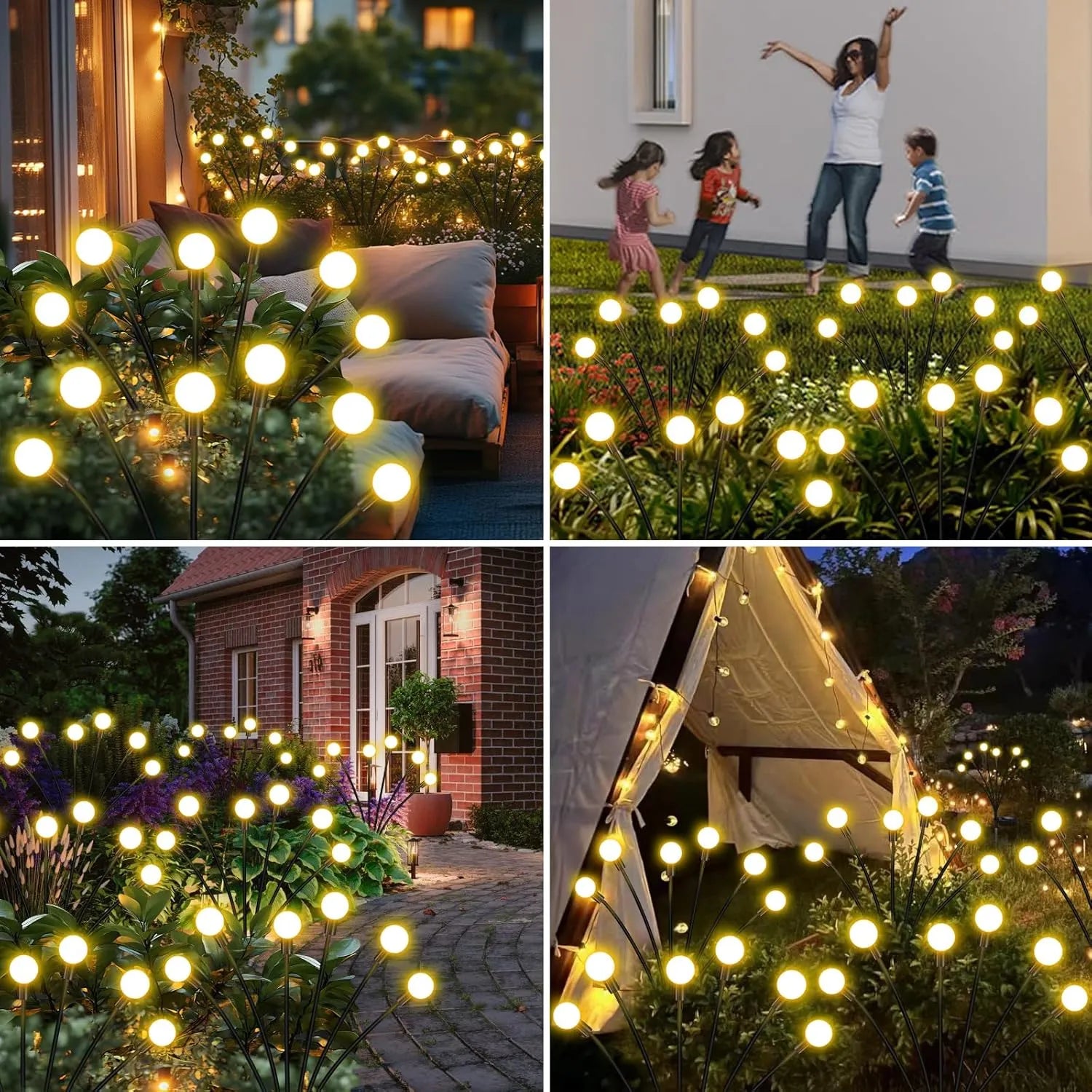 Solar Starburst Garden Lights (Pack of 2) – Waterproof Outdoor Swaying Lights for Patio, Lawn, Balcony & Party Decor
