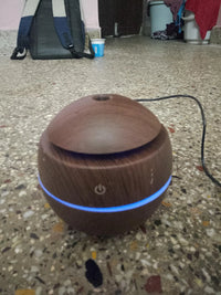 Dark Wood Grain Humidifier – USB Aroma Diffuser with Cool Mist & LED Light | Essential Oil Air Purifier for Bedroom, Office & Home Decor