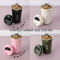 Vacuum Insulated Temperature Display Coffee Mug 510 ML | Stainless Steel Coffee Mug | Insulated Travel Mug | Double-Wall Insulation Hot & Cold Smart Coffee Tumbler Traveling Mug - Kalesh Monk