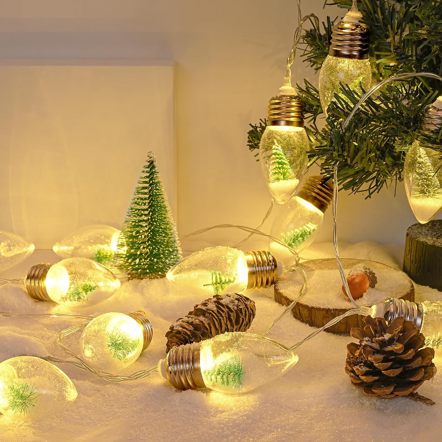 Christmas Tree Snow Globe Tree String Lights - Kalesh Monk