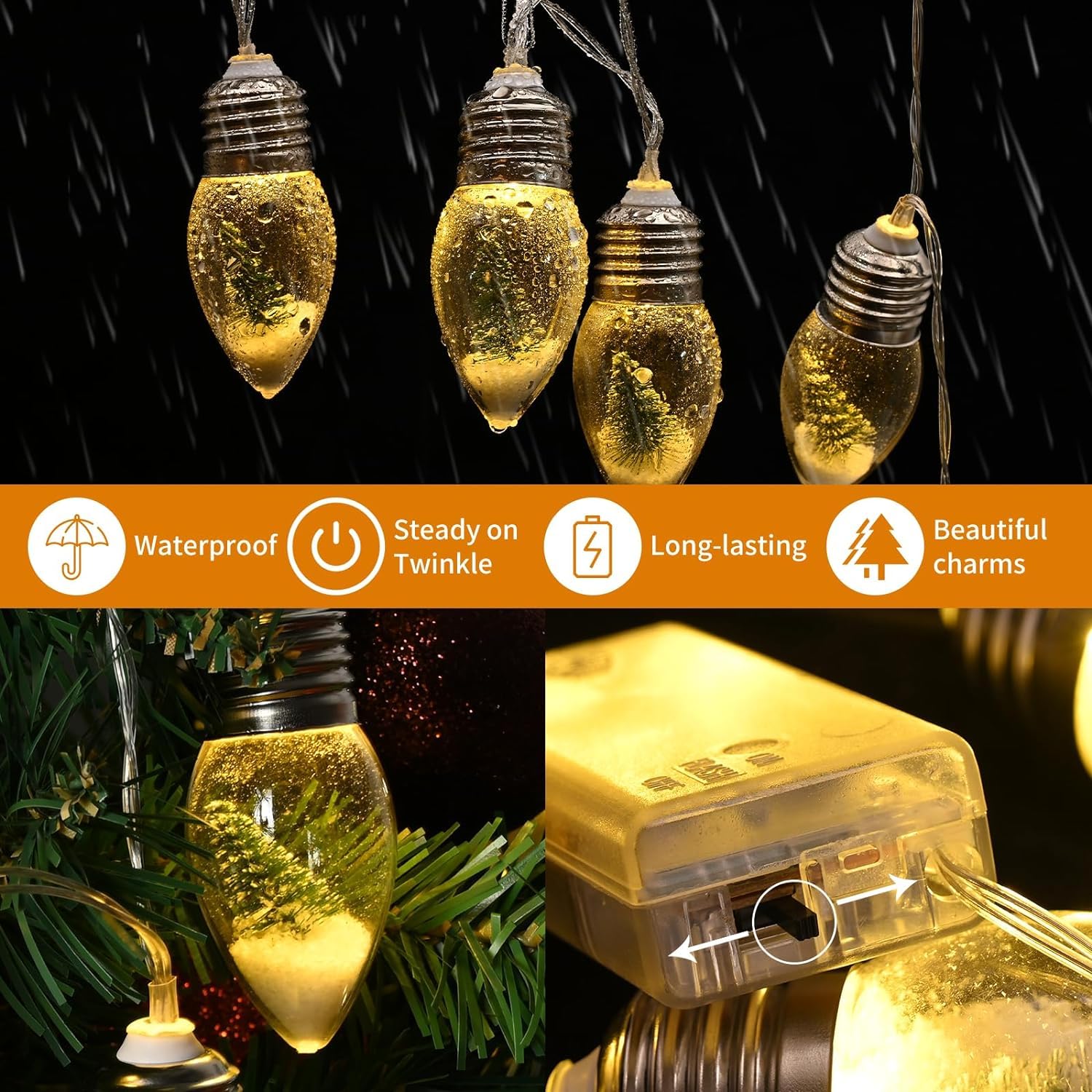 Christmas Tree Snow Globe Tree String Lights - Kalesh Monk