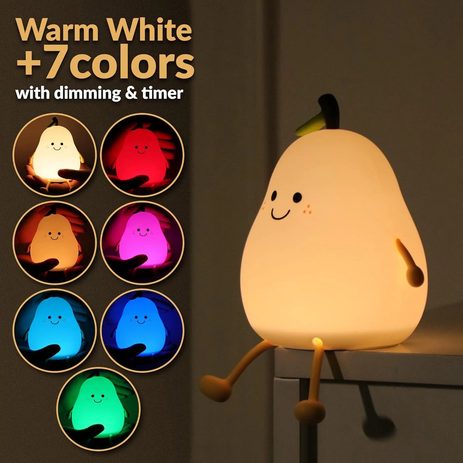 Cute Silicone Pear LED Night Lamp - Kalesh Monk