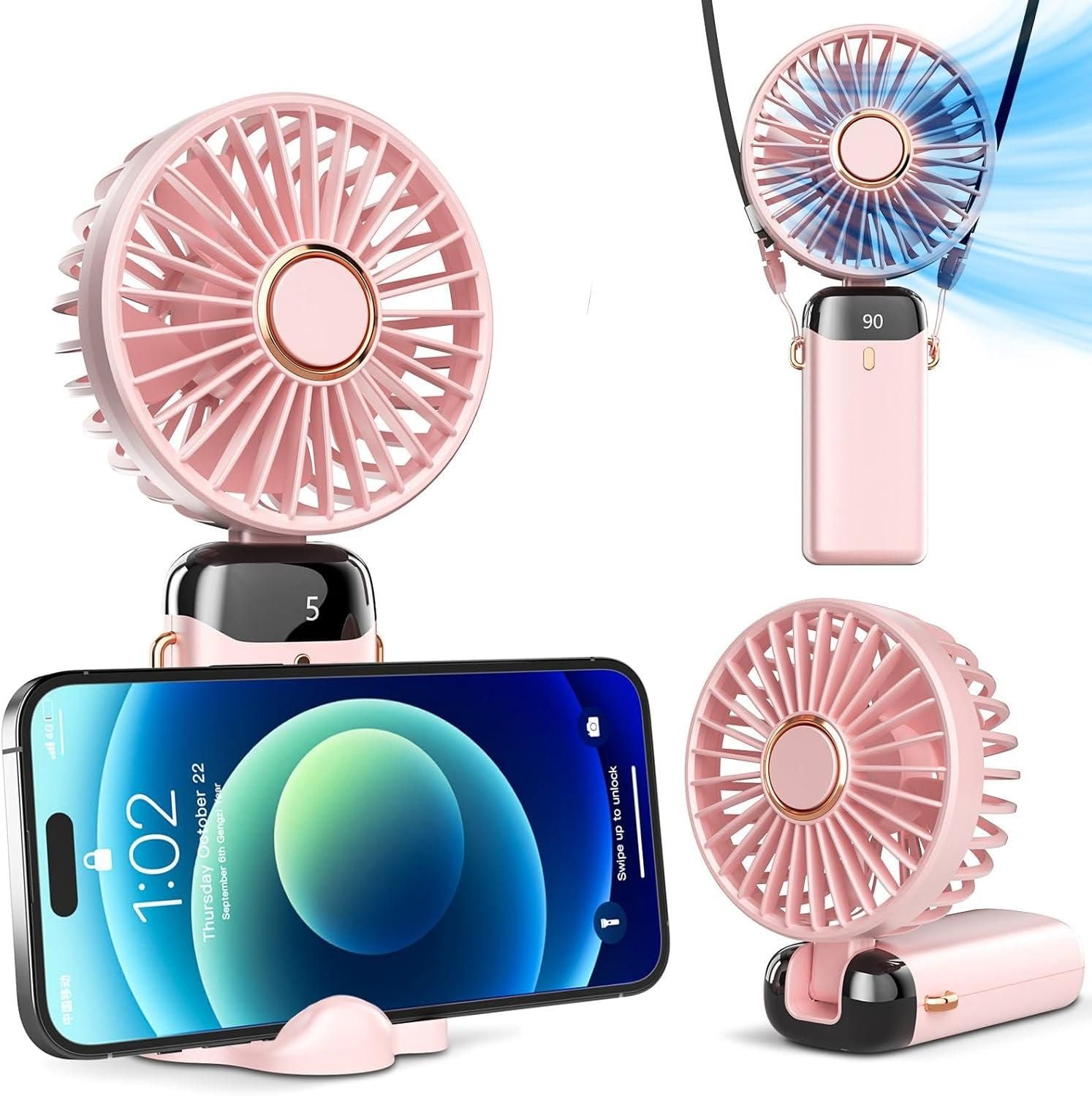 Portable Handheld Fan – Foldable, Rechargeable & USB-Powered Cooling Fan with LED Display - Kalesh Monk