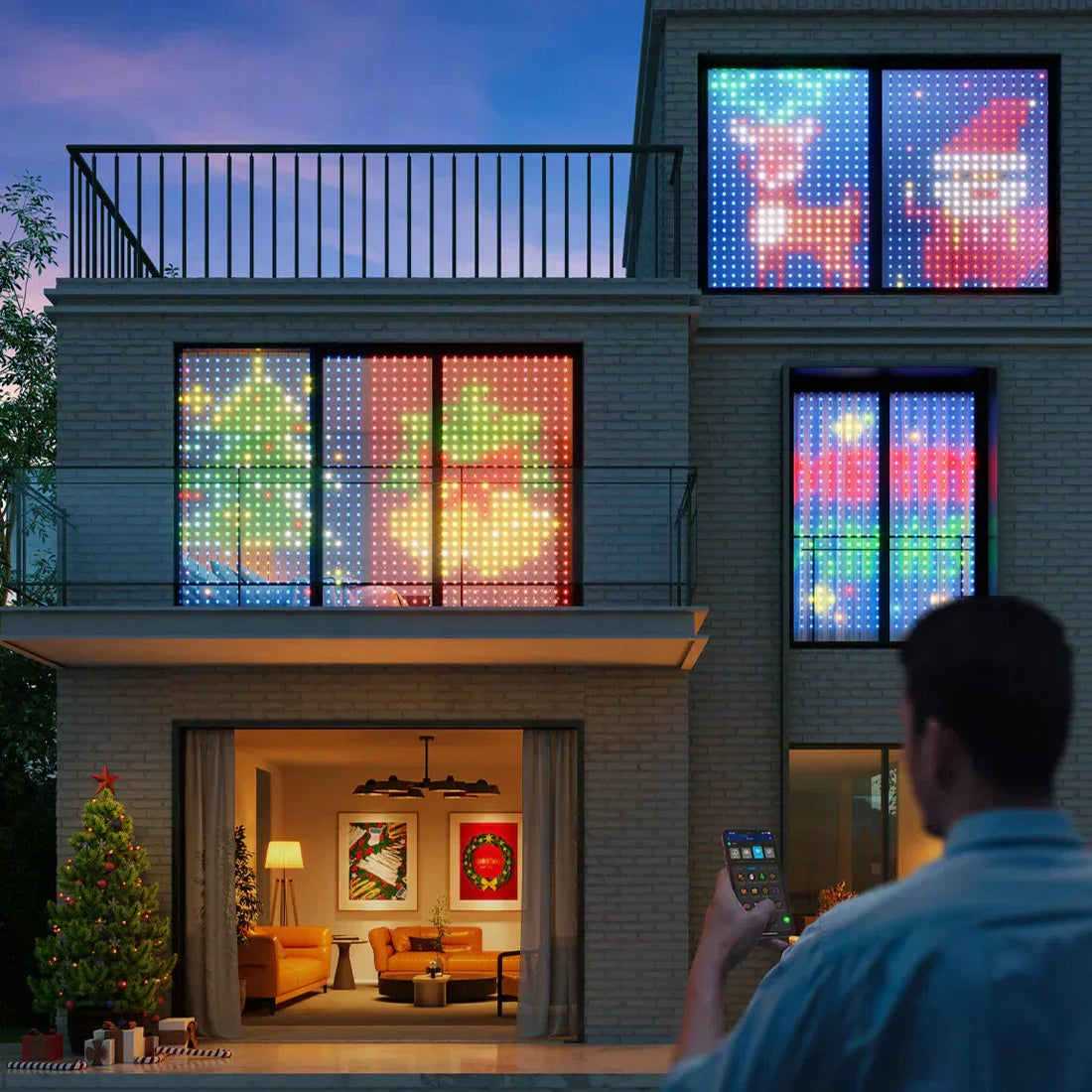 Smart 400 LED Curtain Lights - Bluetooth, Music Sync, Custom Patterns & Text, RGB Colors