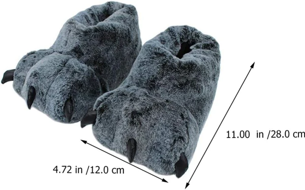 Wolf Slippers Plush Lining Non Slip Winter House Slippers for Couples Christmas Gift (Universal Size)