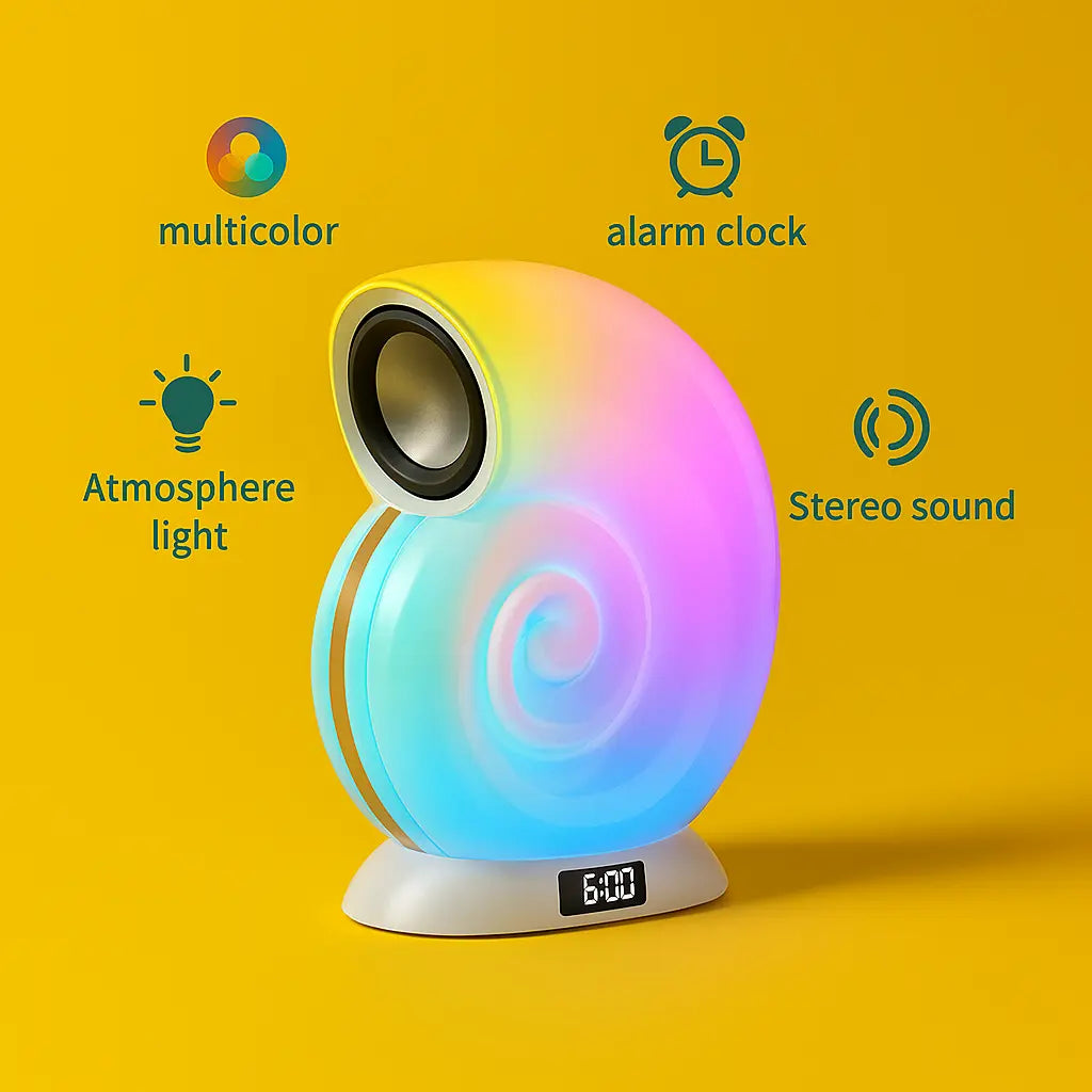 Conch Music Light Lamp, Desktop Smart Speaker Atmosphere Light, Alarm Clock Wake Up Light, Symphony Dynamic Smart Night Light Table Lamp, APP Control Light Adjustment with 2000mAh Battery - Kalesh Monk