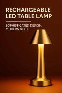 Mushroom Rechargeable LED Table Lamp – Touch Control, Cordless, Dimmable Desk & Bedside Light with Brushed Metal Finish - Kalesh Monk