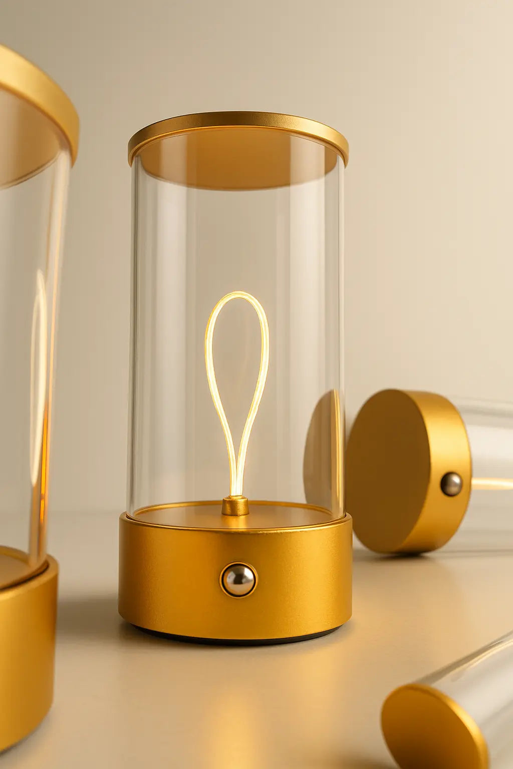 Modern Minimalist Cordless LED Table Lamp – Rechargeable Touch-Control Accent Light for Bedroom, Living Room, and Office - Kalesh Monk