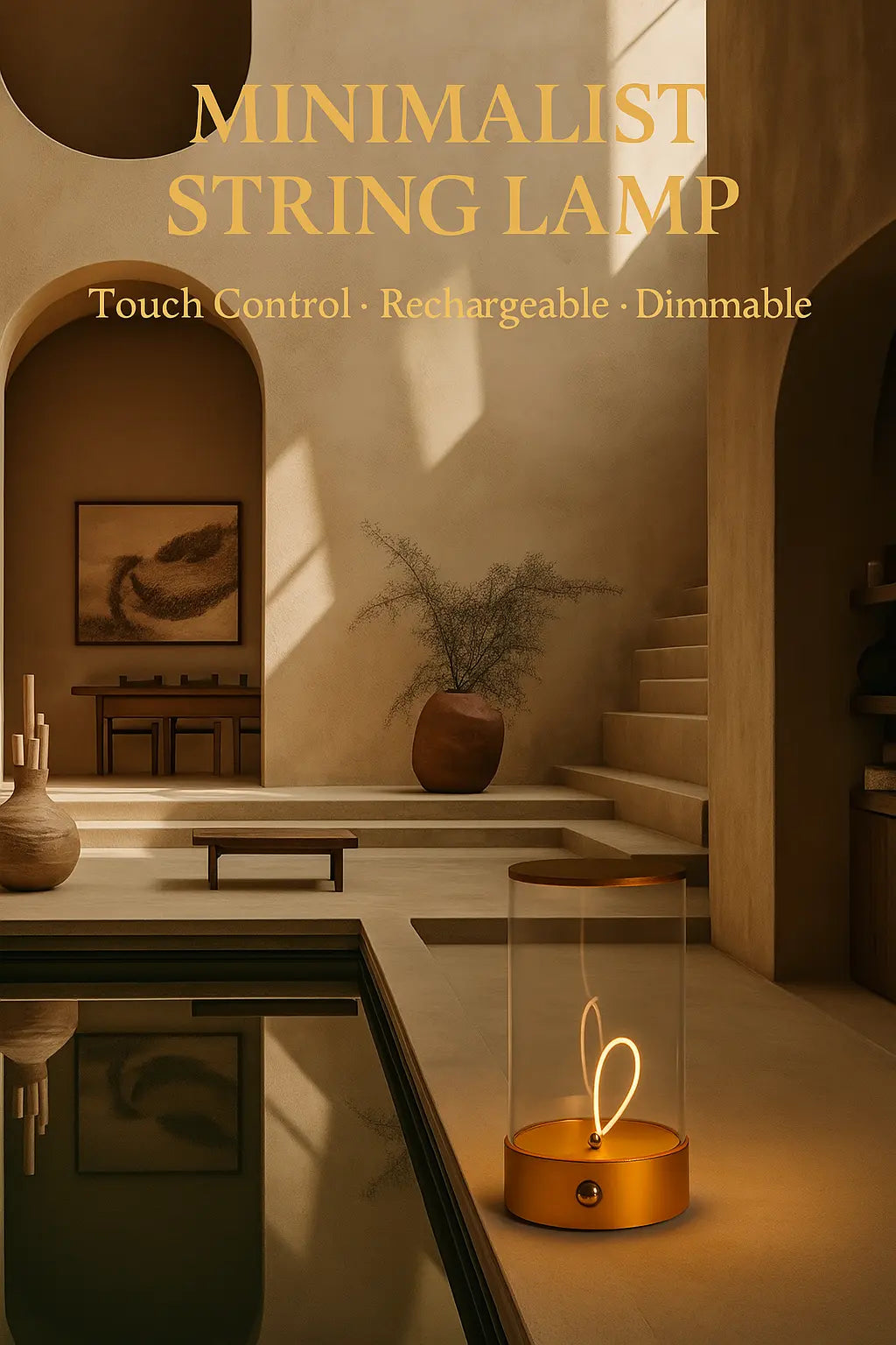 Modern Minimalist Cordless LED Table Lamp – Rechargeable Touch-Control Accent Light for Bedroom, Living Room, and Office - Kalesh Monk