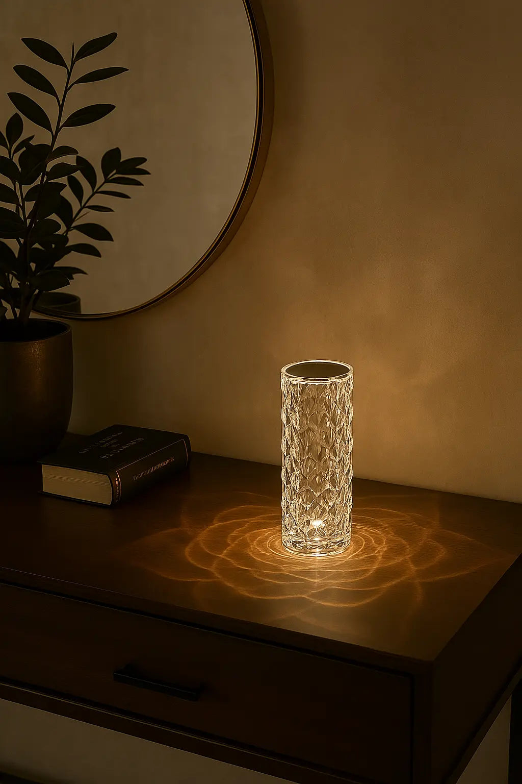 Crystal Rose Lamp with Remote – 16 Color LED Light | Luxury Ambient Mood Lighting for Bedroom, Living Room & Gifting - Kalesh Monk