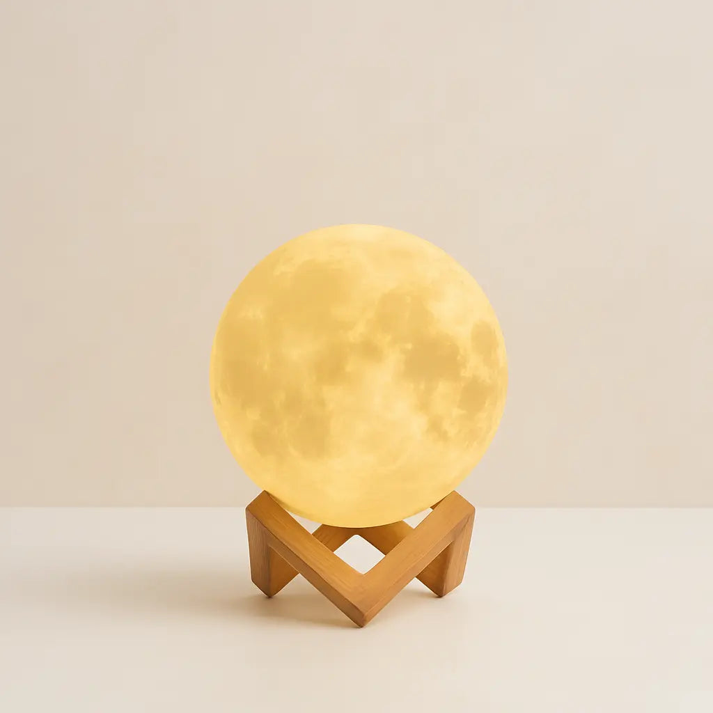 3D Moon Lamp Night Light – Realistic Lunar Surface, USB Rechargeable, Touch Control, Dimmable LED Light for Bedroom and Home Décor - Kalesh Monk