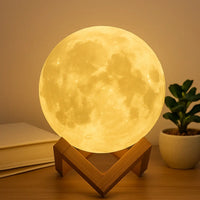 3D Moon Lamp Night Light – Realistic Lunar Surface, USB Rechargeable, Touch Control, Dimmable LED Light for Bedroom and Home Décor - Kalesh Monk