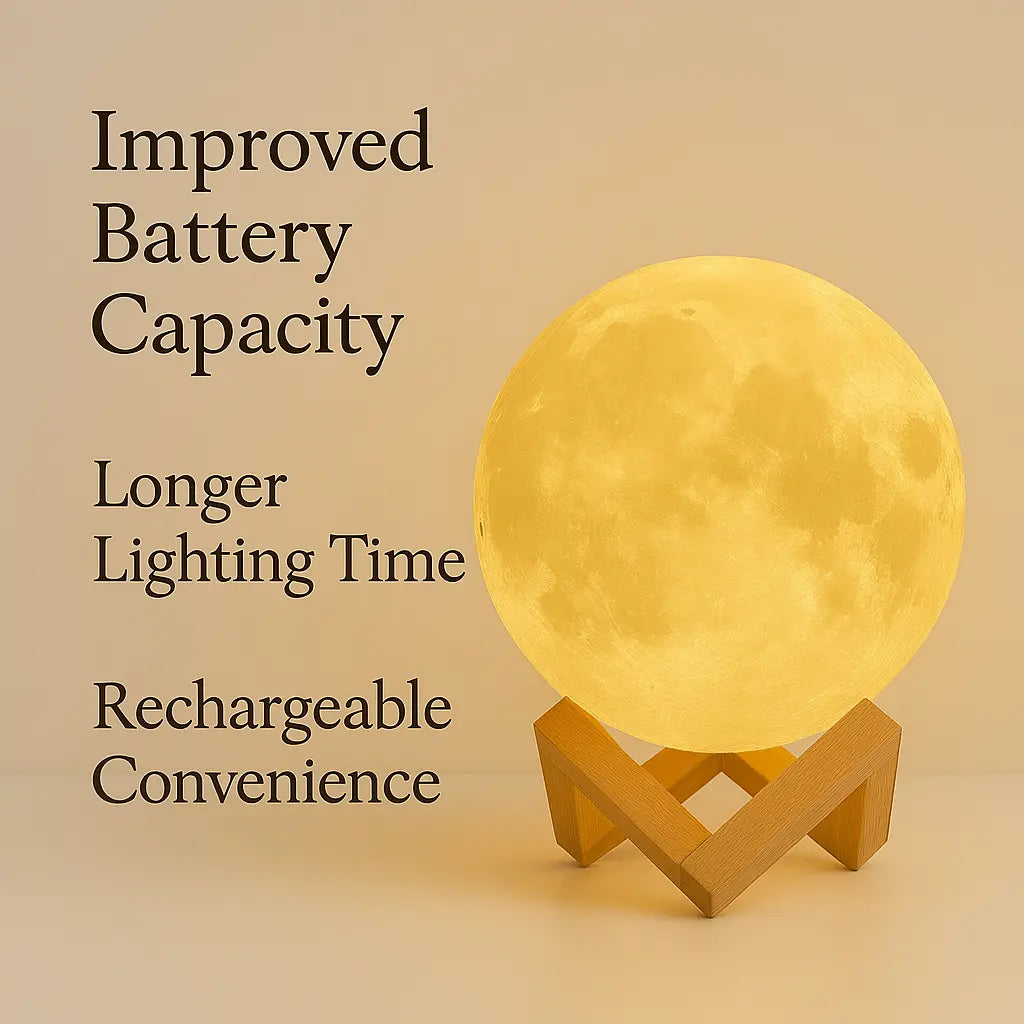 3D Moon Lamp Night Light – Realistic Lunar Surface, USB Rechargeable, Touch Control, Dimmable LED Light for Bedroom and Home Décor - Kalesh Monk