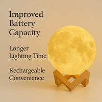 3D Moon Lamp Night Light – Realistic Lunar Surface, USB Rechargeable, Touch Control, Dimmable LED Light for Bedroom and Home Décor - Kalesh Monk