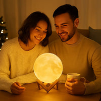 3D Moon Lamp Night Light – Realistic Lunar Surface, USB Rechargeable, Touch Control, Dimmable LED Light for Bedroom and Home Décor - Kalesh Monk