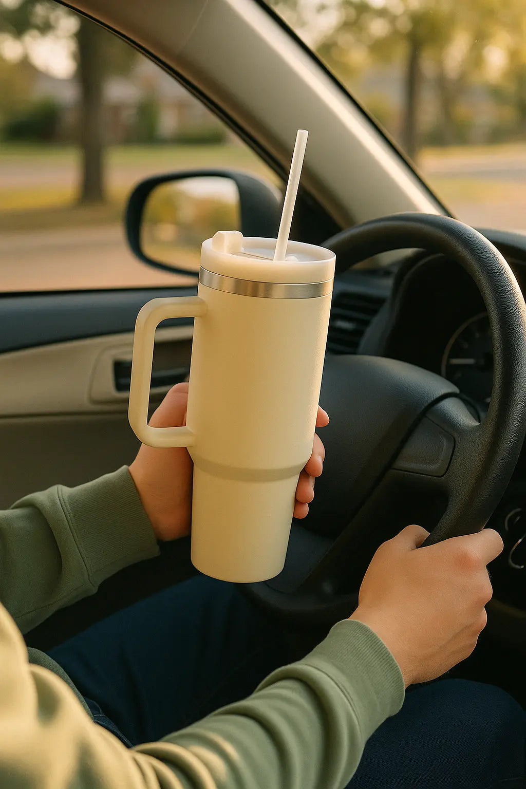 1180ml Stainless Steel Insulated Tumbler with Handle & Straw – Big Mood Mug for Coffee, Water, Iced Drinks | Leak-Proof, BPA-Free, Travel-Ready & Desk-Approved – Sip Hot, Sip Cold, Stay Kalesh