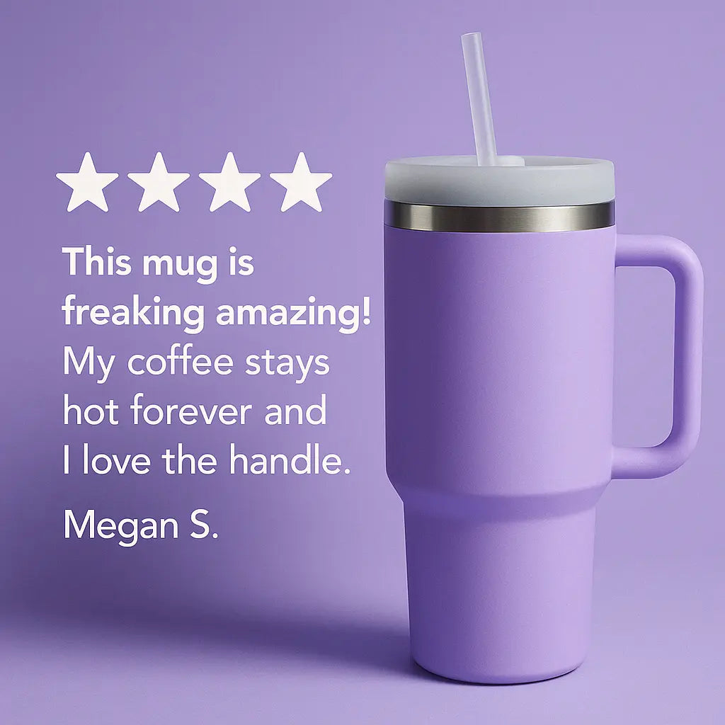 1180ml Stainless Steel Insulated Tumbler with Handle & Straw – Big Mood Mug for Coffee, Water, Iced Drinks | Leak-Proof, BPA-Free, Travel-Ready & Desk-Approved – Sip Hot, Sip Cold, Stay Kalesh