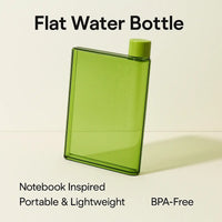 Slim Flat Water Bottle 400ml – Notebook Style, Leakproof & BPA-Free Plastic | Portable, Scratch-Resistant, Pocket-Friendly Travel Bottle for Office, Gym & Daily Use