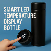 Smart LED Temperature Display Bottle – 500ml Black Stainless Steel Thermos Flask for Hot & Cold Drinks | Insulated Leakproof Travel Bottle  (Pack of 1, Black, Steel)