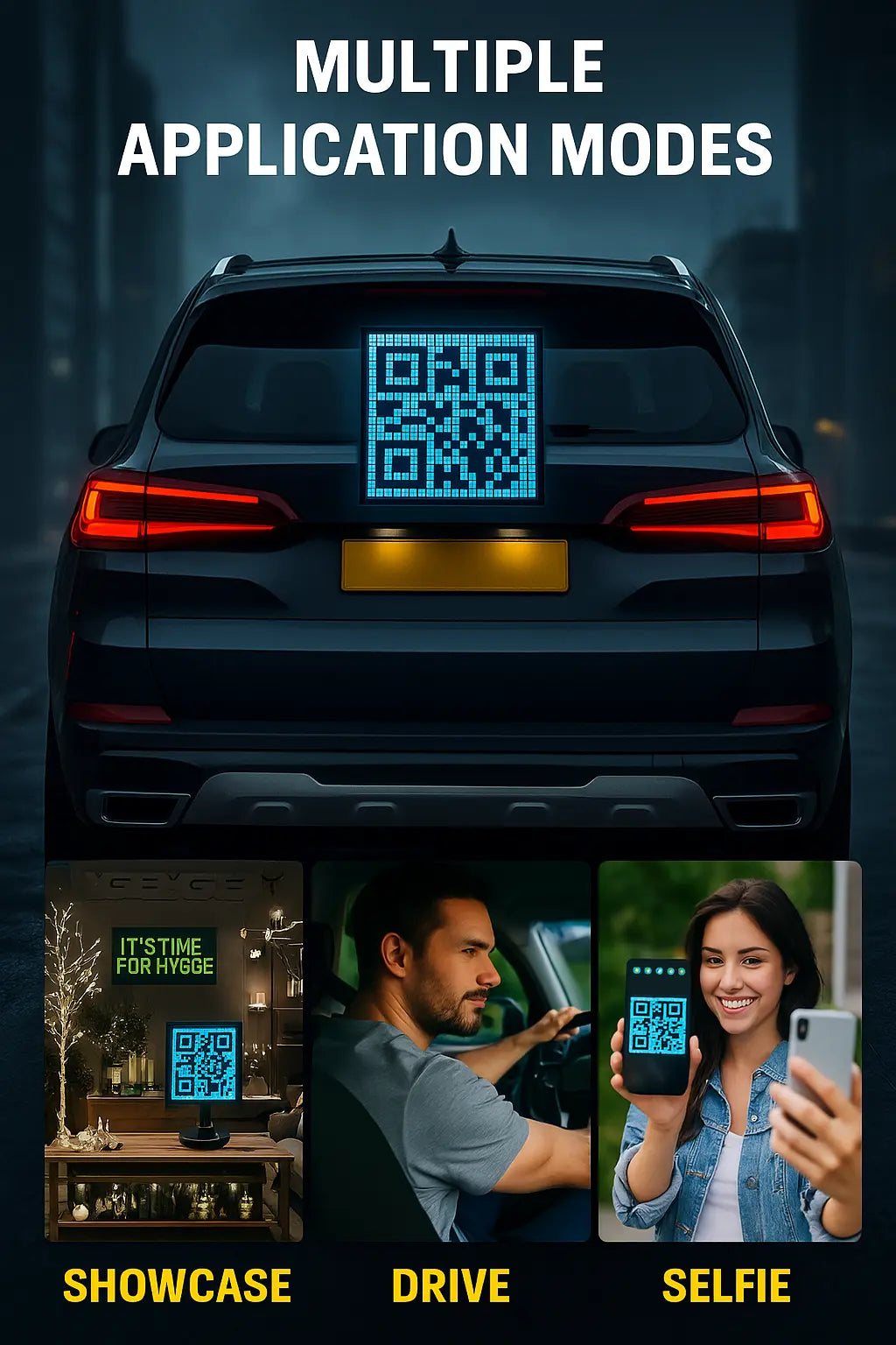 32 x 32 Inch Programmable LED Display Cell Phone Control Screen for Car Home Decoration, 1 Set Max Display, Advertising - Kalesh Monk