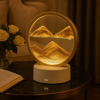 Blue Mountain Flowing Sand Art Sand Art Table Lamp – 360° Moving Quicksand Decor with Dimmable LED Light & 7 Modes | Soothing Bedside & Desk Lamp Gift - Kalesh Monk