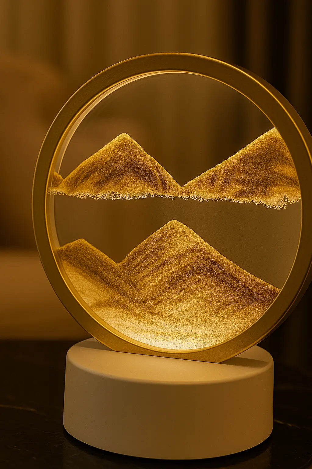 Blue Mountain Flowing Sand Art Sand Art Table Lamp – 360° Moving Quicksand Decor with Dimmable LED Light & 7 Modes | Soothing Bedside & Desk Lamp Gift - Kalesh Monk