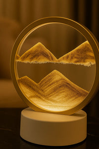 Blue Mountain Flowing Sand Art Sand Art Table Lamp – 360° Moving Quicksand Decor with Dimmable LED Light & 7 Modes | Soothing Bedside & Desk Lamp Gift - Kalesh Monk