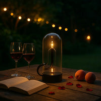 Glass-Top Rechargeable LED Table Lamp – Touch Control, Dimmable Cordless Light for Bedside, Desk & Modern Interiors - Kalesh Monk