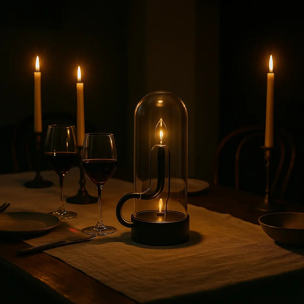 Glass-Top Rechargeable LED Table Lamp – Touch Control, Dimmable Cordless Light for Bedside, Desk & Modern Interiors - Kalesh Monk