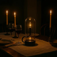 Glass-Top Rechargeable LED Table Lamp – Touch Control, Dimmable Cordless Light for Bedside, Desk & Modern Interiors - Kalesh Monk