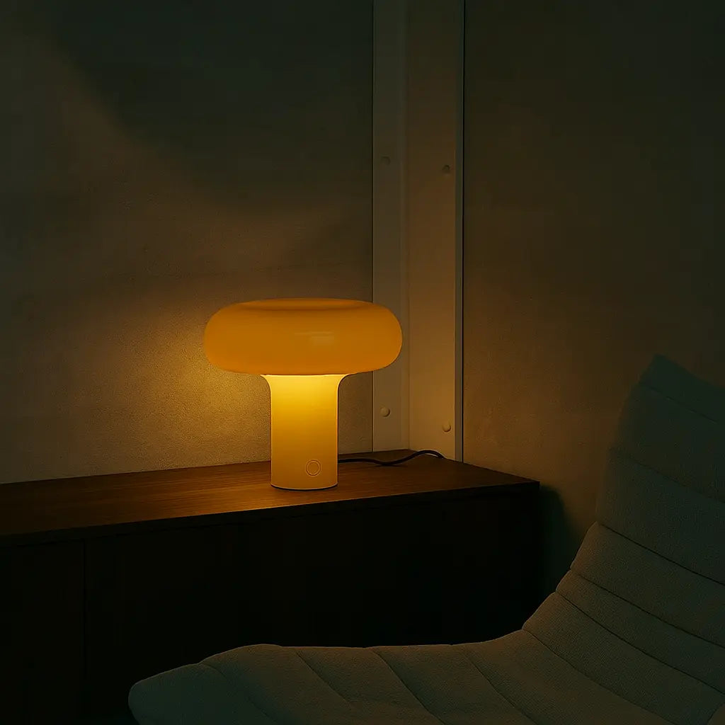 Mushroom-Top Rechargeable LED Table Lamp – Touch Dimming, Cordless Modern Desk & Bedside Light with Sleek Finish - Kalesh Monk