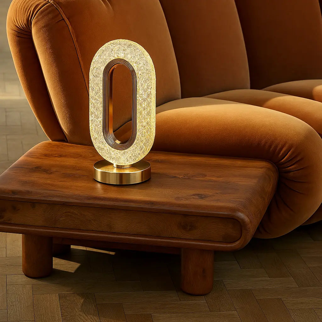 Oval Crystal Stand Night Lamp | LED Touch Night Lamp | Decorative for Desk and Table - Kalesh Monk