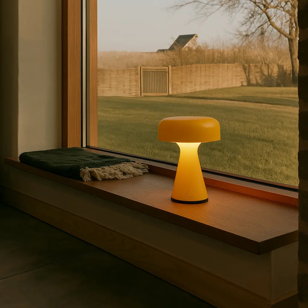 Mushroom-Top Rechargeable LED Table Lamp – Touch Dimming, Cordless Modern Desk & Bedside Light with Sleek Finish - Kalesh Monk