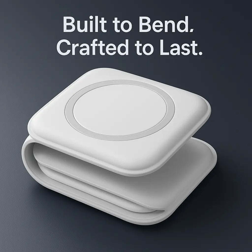 Magnetic Folding Mag-Safe Compatible with iPhone 16 to 12 Series | Compatible with only Apple Watch Series | AirPods 2, 3, Pro | 23W Charging | Wireless Charger - Pearl White - Kalesh Monk