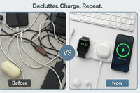 Magnetic Folding Mag-Safe Compatible with iPhone 16 to 12 Series | Compatible with only Apple Watch Series | AirPods 2, 3, Pro | 23W Charging | Wireless Charger - Pearl White - Kalesh Monk