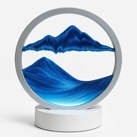 Blue Mountain Flowing Sand Art Sand Art Table Lamp – 360° Moving Quicksand Decor with Dimmable LED Light & 7 Modes | Soothing Bedside & Desk Lamp Gift - Kalesh Monk