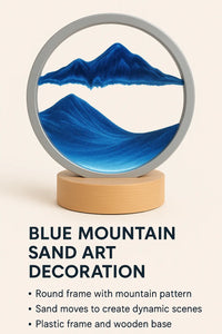 Blue Mountain Flowing Sand Art Sand Art Table Lamp – 360° Moving Quicksand Decor with Dimmable LED Light & 7 Modes | Soothing Bedside & Desk Lamp Gift - Kalesh Monk