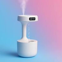 Anti-Gravity Water Droplet Humidifier with LED Clock | 800ml Cool Mist Ultrasonic Air Purifier for Bedroom, Desk & Home Decor – Type-C Powered & Silent Operation - Kalesh Monk